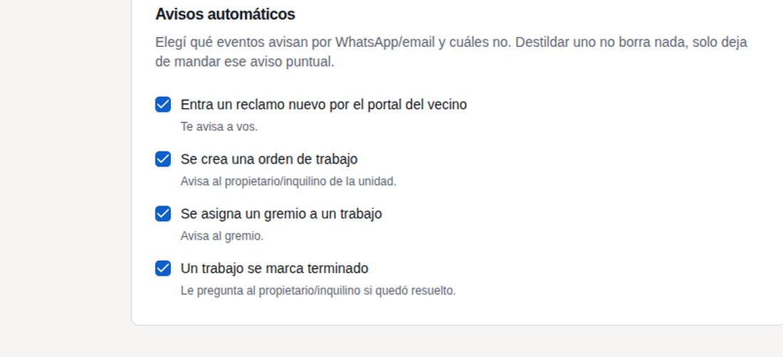 Configuración de avisos automáticos en ConsorLink