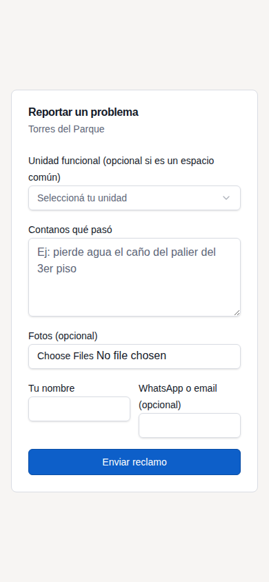 Portal del vecino para reportar reclamos por QR